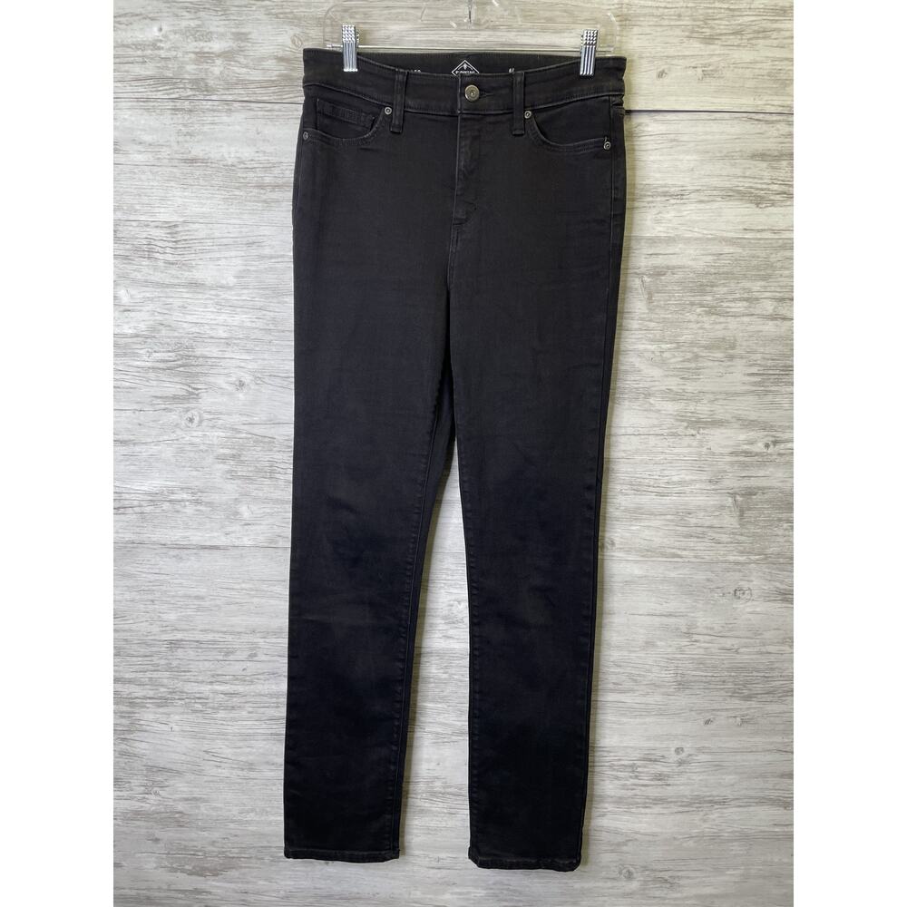 St Johns Bay Jeans Womens 6L Black Straight Leg High Rise Stretch Classic Pants